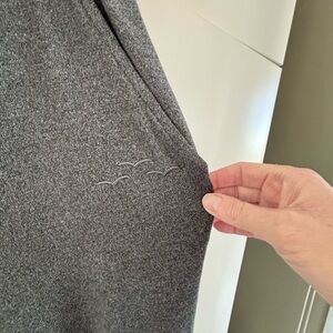 Women's Charcoal Gray Knit Track Pants with Subtle Embroidery